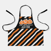 Pas op jonge pompoen carver bang pompoen strepen schort (Voorkant)