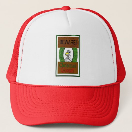 PAS OP! Kerstgans! Grappige Kersthoed Trucker Pet (Voorkant)