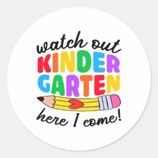 Pas op kleuterschool hier kom ik grappige kinderen ronde sticker
