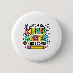 Pas op kleuterschool hier kom ik terug naar school ronde button 5,7 cm