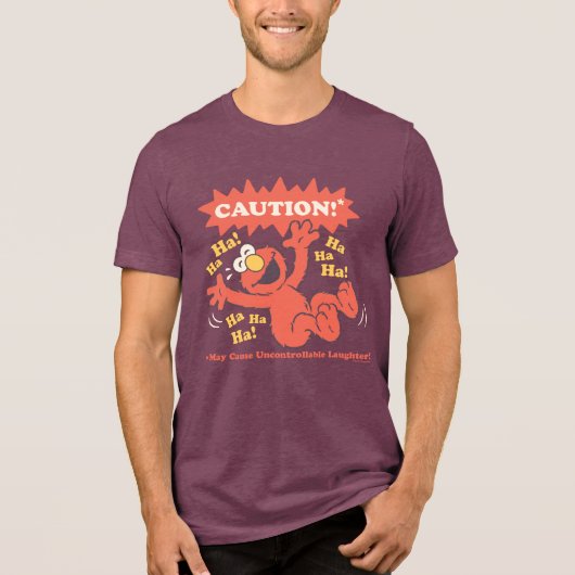 Pas op Lachende Elmo Vooruit Tri-Blend Shirt (Voorkant)