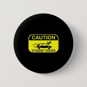 Pas op leerling bestuurder grappig ronde button 5,7 cm
