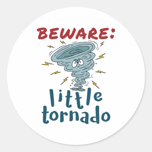 Pas op Little Tornado Schattige Ronde Sticker (Voorkant)