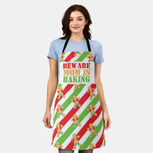 PAS OP Mama bakt een kerstman rood groen Schort