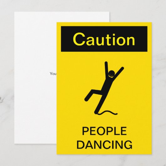 "Pas op! Mensen dansen" Nat vloer bord Parodie Kaart (Voorkant / Achterkant)