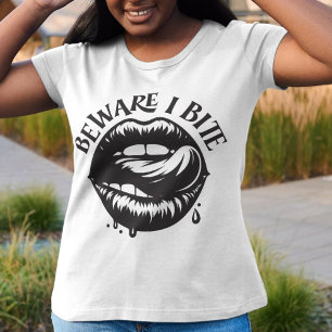 Pas op met bijten - Vampierslips Halloween T-shirt