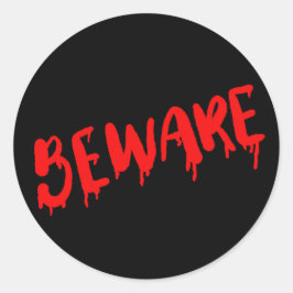 Pas op met het druipen van bloed Halloween sticker