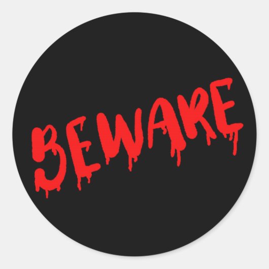 Pas op met het druipen van bloed Halloween sticker (Voorkant)
