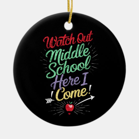 Pas op middelbare school, ik kom naar school keramisch ornament (Voorkant)