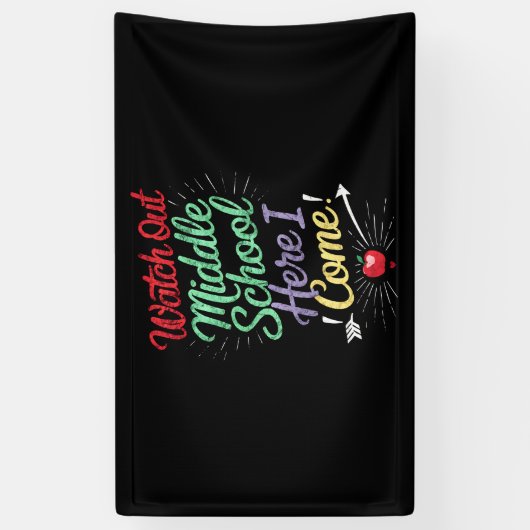 Pas op middelbare school, ik kom naar school spandoek (Verticaal)