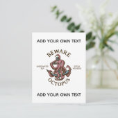 Pas op Octopus Nautisch Wezen Tentakel Monster Aankondigingskaart (Staand voorkant)