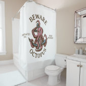 Pas op Octopus Nautisch Wezen Tentakel Monster Douchegordijn (In situ)