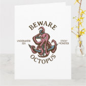 Pas op Octopus Nautisch Wezen Tentakel Monster Kaart (Gele Bloem)
