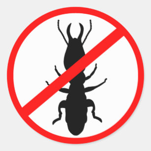 Pas op termieten ronde sticker