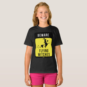 PAS OP VLIEGENDE HEKSEN grappig halloween T-shirt