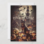 Pas op voor Black Cats Halloween Party Uitnodiging (Voorkant)