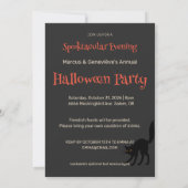Pas op voor Black Cats Halloween Party Uitnodiging (Achterkant)