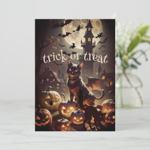 Pas op voor Black Cats Halloween Party Uitnodiging