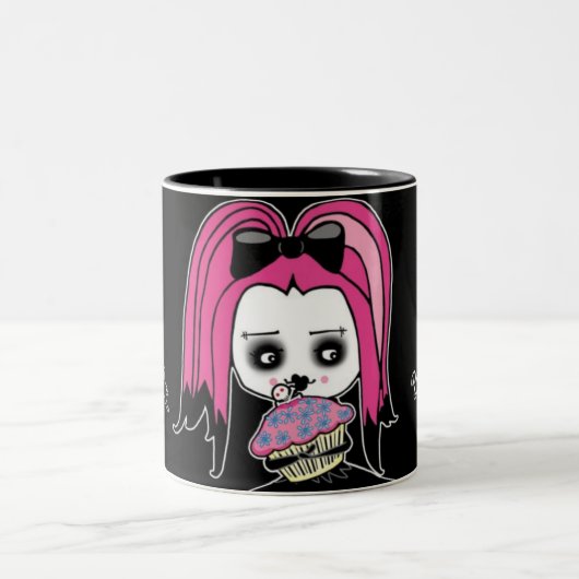 Pas op voor cupcakes! tweekleurige koffiemok (Center)