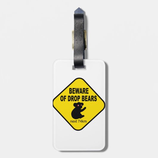 Pas op voor de Beren van de Daling. Humoureuze Aus Bagagelabel (Achterkant verticaal)