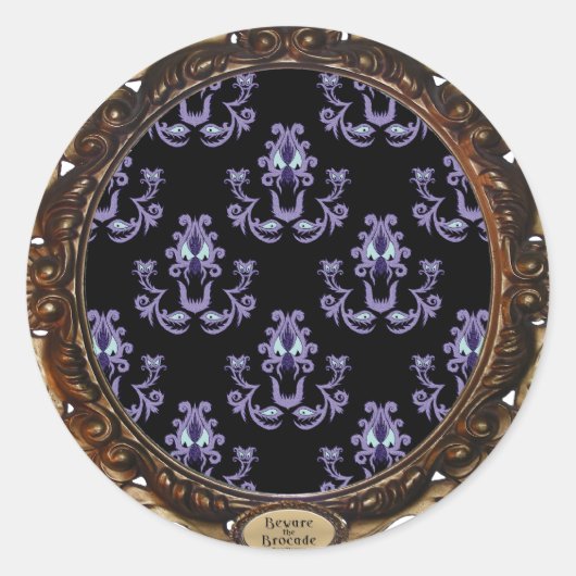 Pas op voor de Brocade Ronde Sticker (Voorkant)