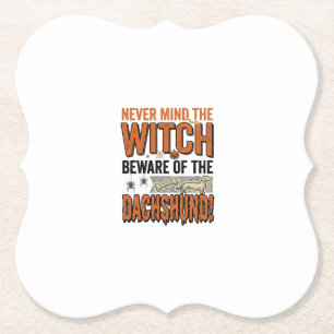 Pas Op Voor De Dachshund Halloween Heks Shirt_1 Kartonnen Onderzetters
