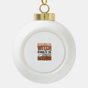 Pas Op Voor De Dachshund Halloween Heks Shirt_1 Keramische Bal Ornament
