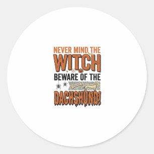 Pas Op Voor De Dachshund Halloween Heks Shirt_1 Ronde Sticker