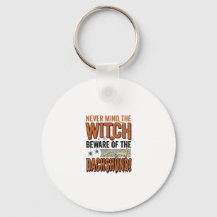Pas Op Voor De Dachshund Halloween Heks Shirt_1 Sleutelhanger