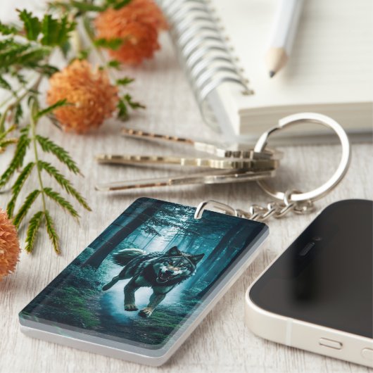 Pas op voor de Full Moon Halloween Acryl Sleutelha Sleutelhanger (Voorkant Rechts)