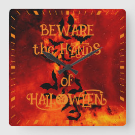 Pas op voor de handen van Halloween Vleermuis Silh Vierkante Klok