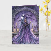 Pas op voor de heksen brouwen Halloween Kaart (Gele Bloem)