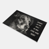Pas op voor de hond, aangepaste petfoto deurmat (Schuin)
