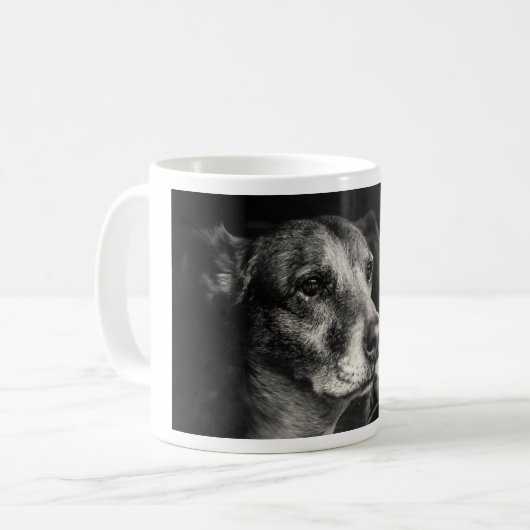 Pas op voor de hond, aangepaste petfoto koffiemok (Voorkant links)