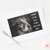 Pas op voor de hond, aangepaste petfoto rechthoekige sticker (Envelop)