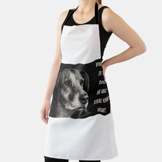 Pas op voor de hond, aangepaste petfoto schort (Insitu)