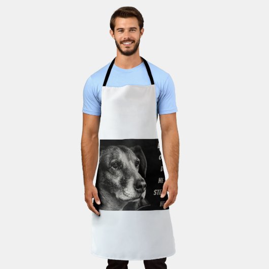 Pas op voor de hond, aangepaste petfoto schort (Gedragen)