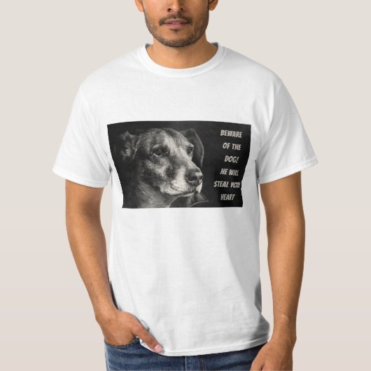 Pas op voor de hond, aangepaste petfoto t-shirt (Voorkant)