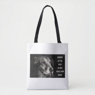 Pas op voor de hond, aangepaste petfoto tote bag