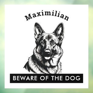 Pas op voor de hond Gepersonaliseerde Duitse Herde Raamsticker