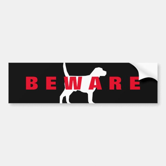 PAS OP VOOR DE HOND GLANZENDE STICKER (Voorkant)