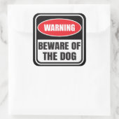 Pas op voor de hondenwaarschuwing vierkante sticker (Tas)