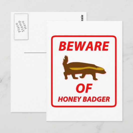 Pas op voor de honingbadger briefkaart (Voorkant / Achterkant)