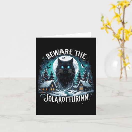 Pas Op Voor De Jolakotturinn Yule Kat IJslandse Ke Kaart (Gele Bloem)