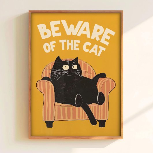 Pas op voor de kattenprint Grappige katposter Afdr Poster