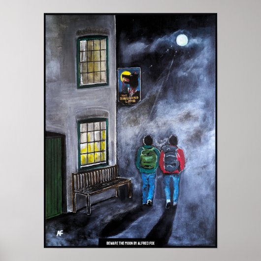 Pas op voor de Maan Schilderij van Alfred Fox Poster (Voorkant)