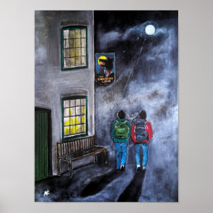 Pas op voor de Maan Schilderij van Alfred Fox Poster