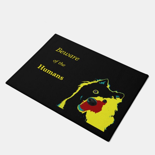 Pas op voor de mensen Grappige hond deurmat deurma (Schuin)