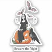 Pas op voor de Night Spooky Nun Sticker (Voorkant)