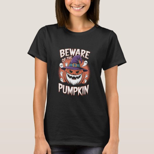 Pas op voor de pompoen Halloween T-shirt (Voorkant)